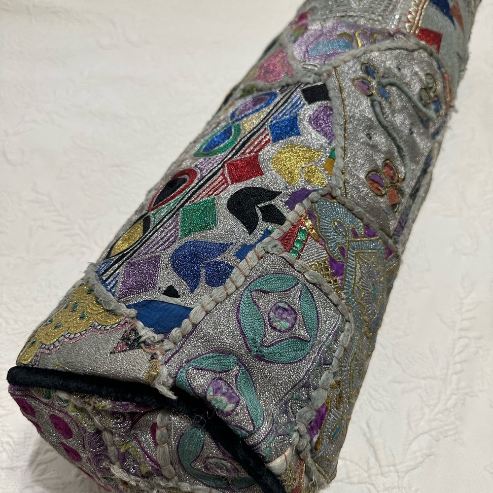 Embroidered Colorful Bolster Pillow